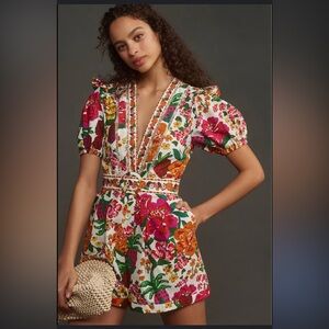 FARM Rio Flowerful Sketch Belted Romper